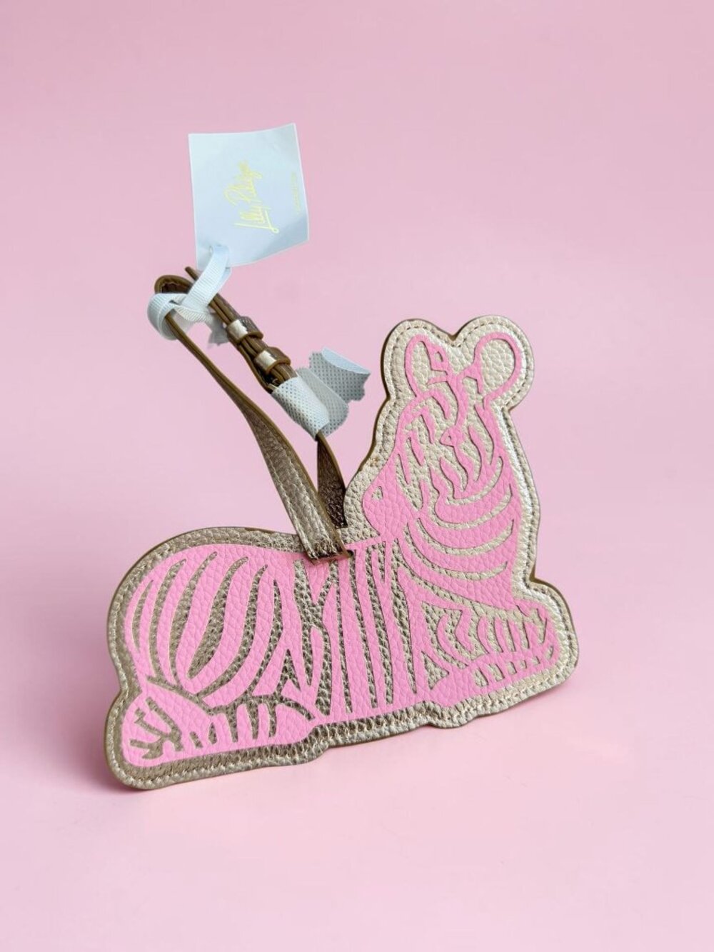 LILLY PULITZER Zebra Gold Pink Large Luggage Tag NEW NWT